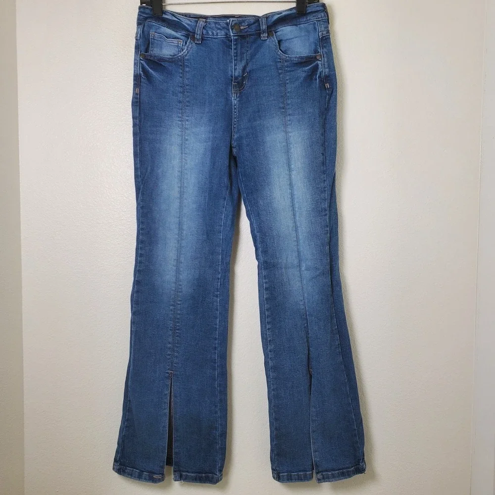By Habitual Girls Stretch Denim Split Seam Hem Bootcut Flare Jeans Tween Size 16